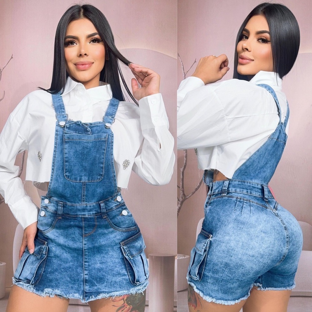 Denim Overall Shorts